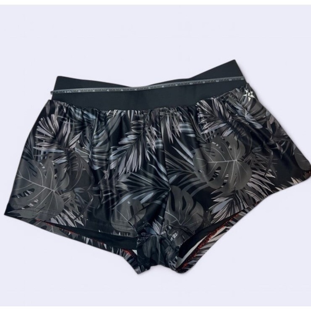 Rebel Athletic Running Shorts Palm‎ Leaf Print Waistband Activewear Large 0194